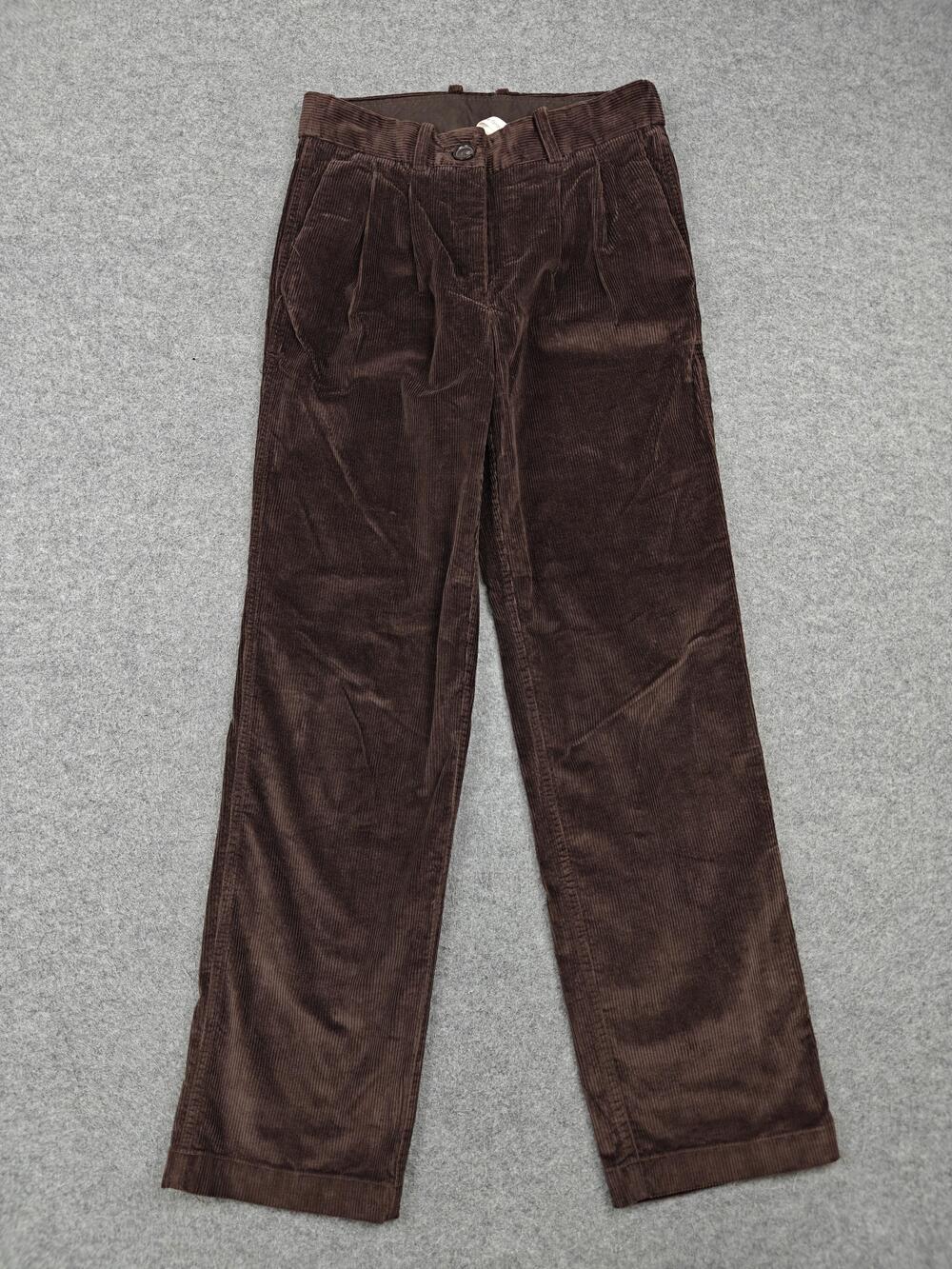Babaton Pants Womens 4 Brown Corduroy Straight Leg Pleated Stretch Dress Pockets